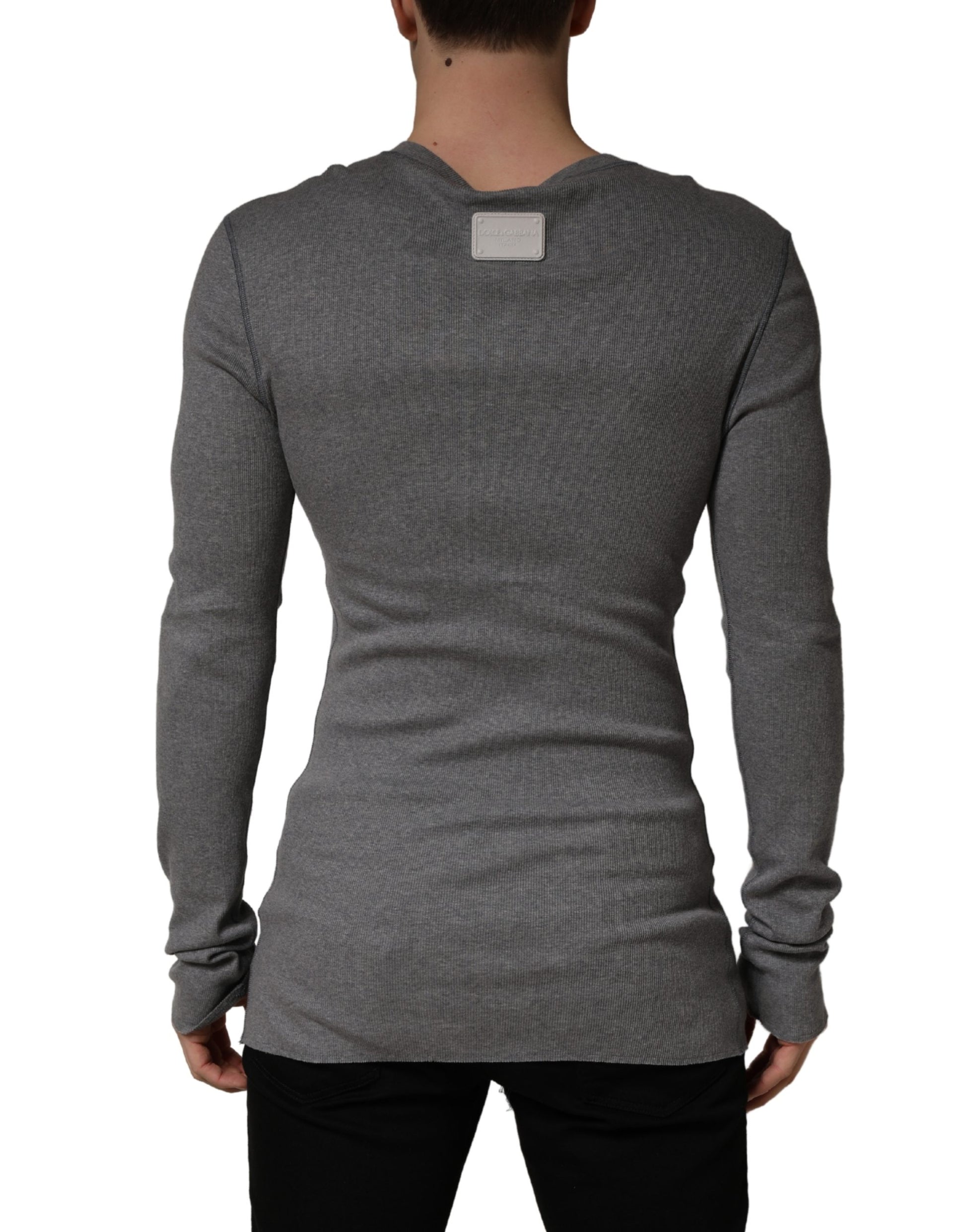 Dolce & Gabbana Grey Long Sleeve T-Shirt for Men side view