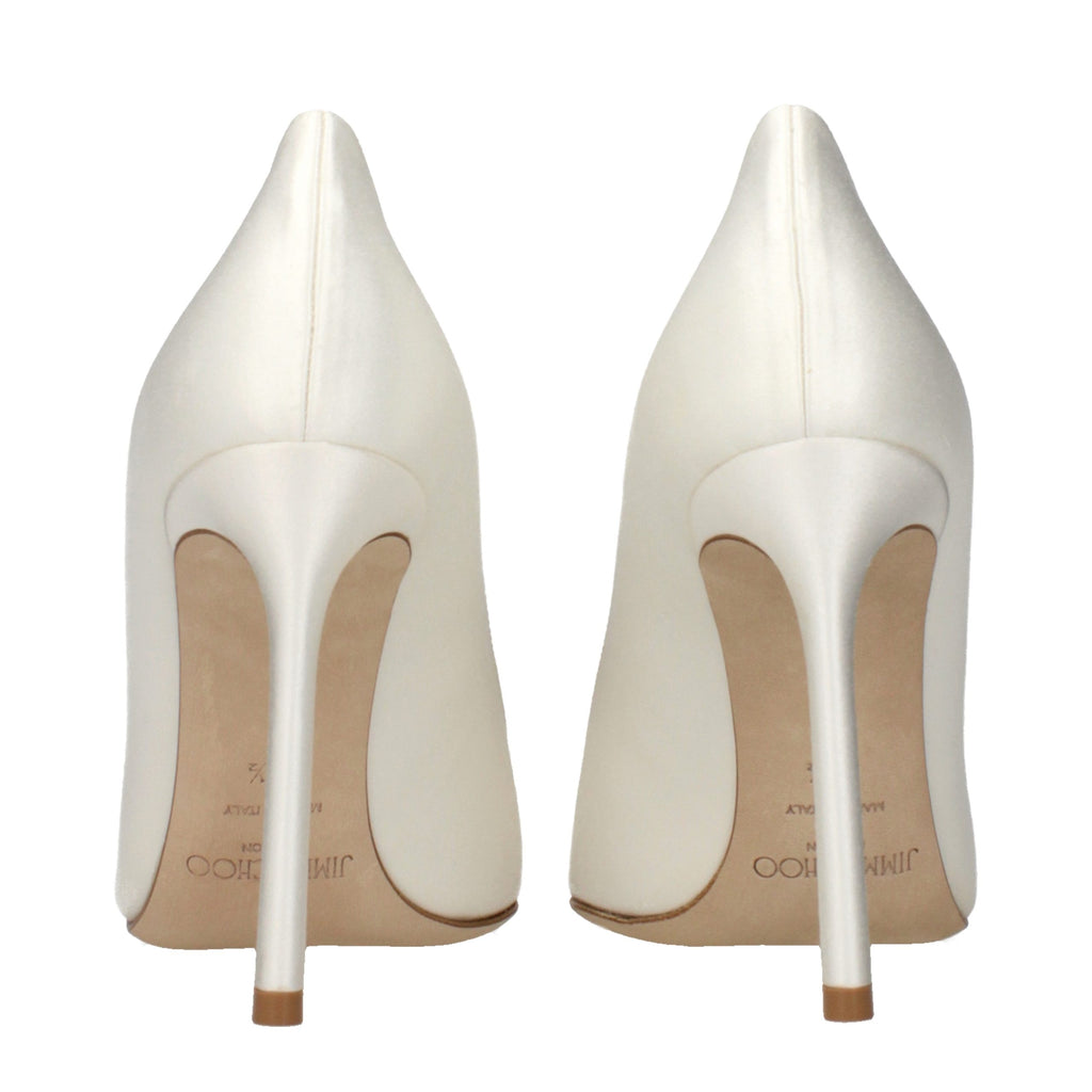 Escarpins à plateforme en satin beige Jimmy Choo