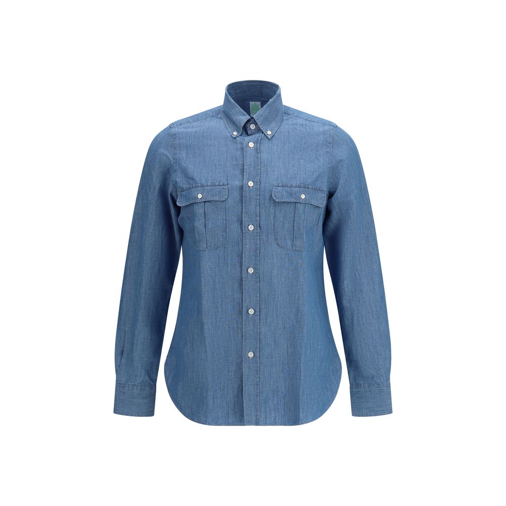 Chemise habillée Finamore en coton bleu
