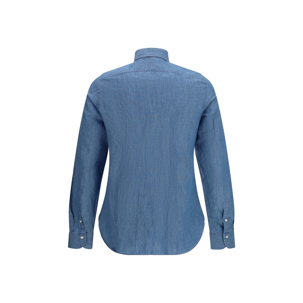 Chemise habillée Finamore en coton bleu