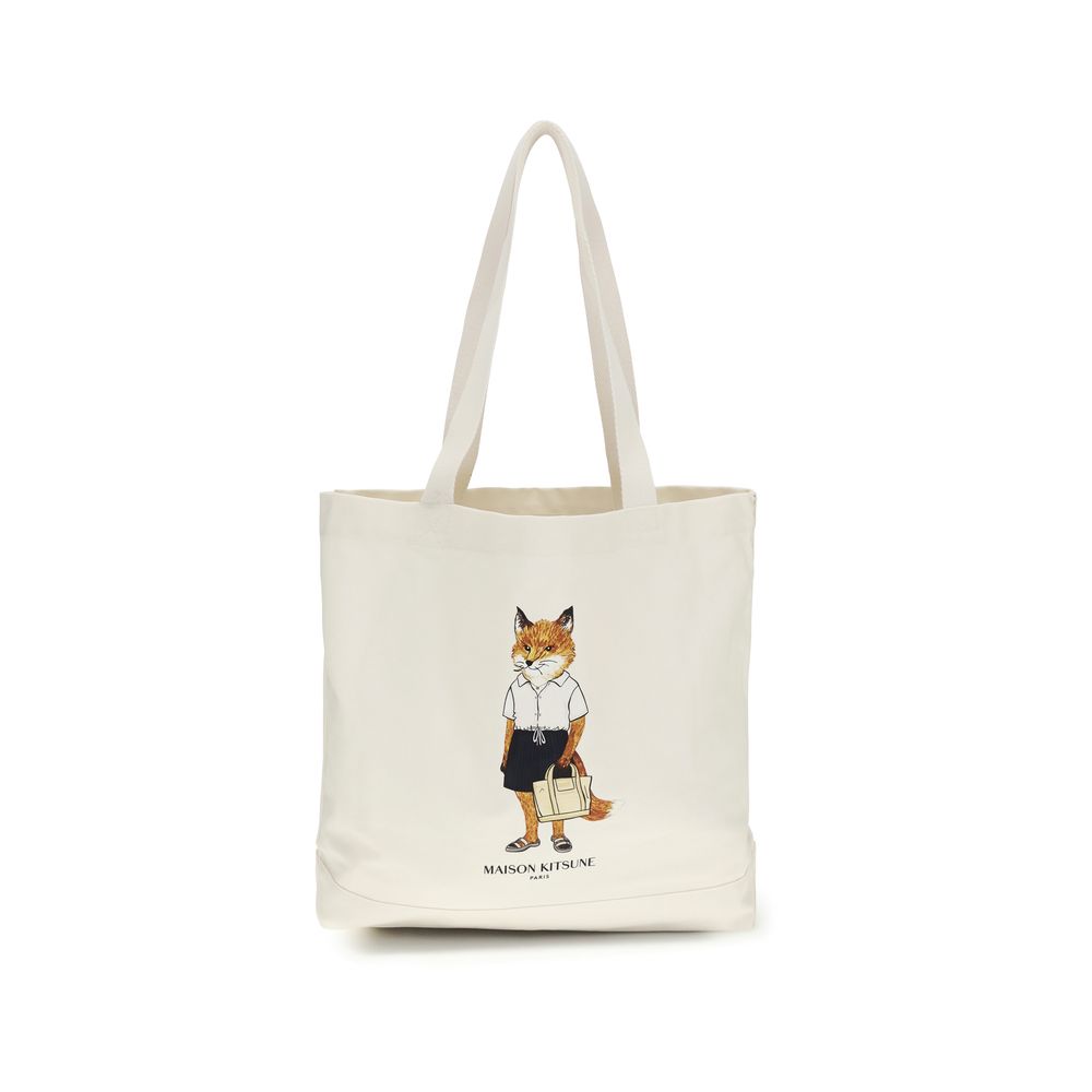 Sac à main Maison Kitsuné en coton beige