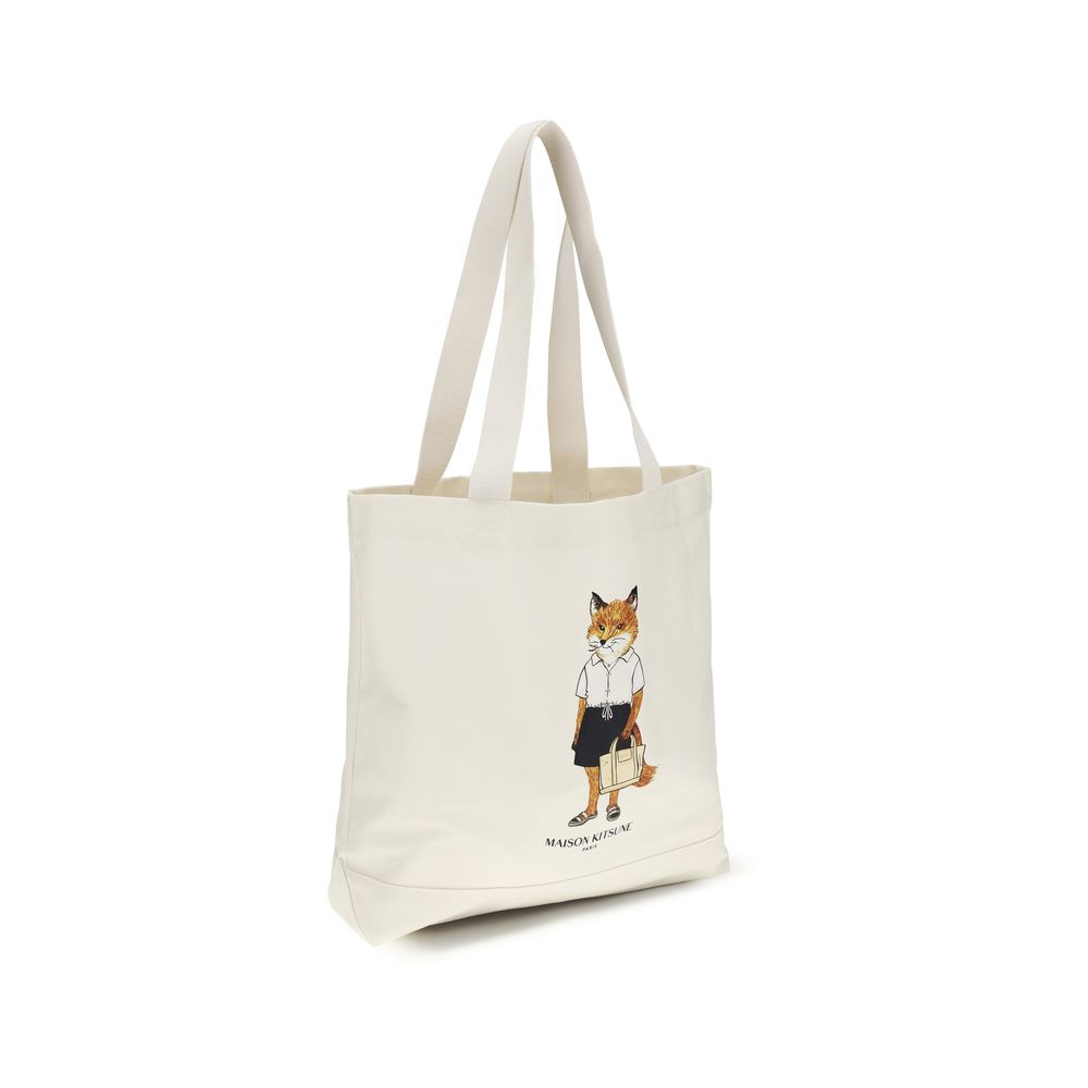 Sac à main Maison Kitsuné en coton beige