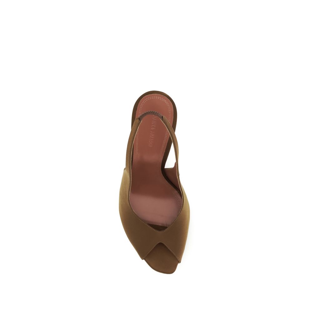 Amina Muaddi Brown Stiletto Heels for Women side view
