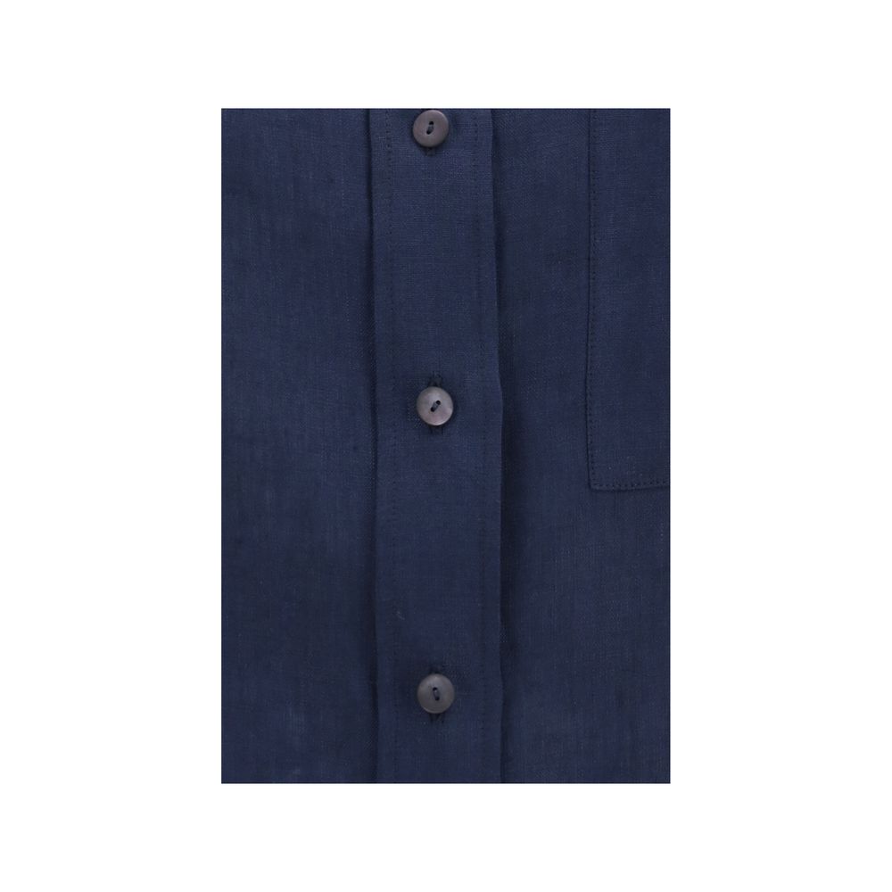 Chemise habillée Lardini en lin bleu