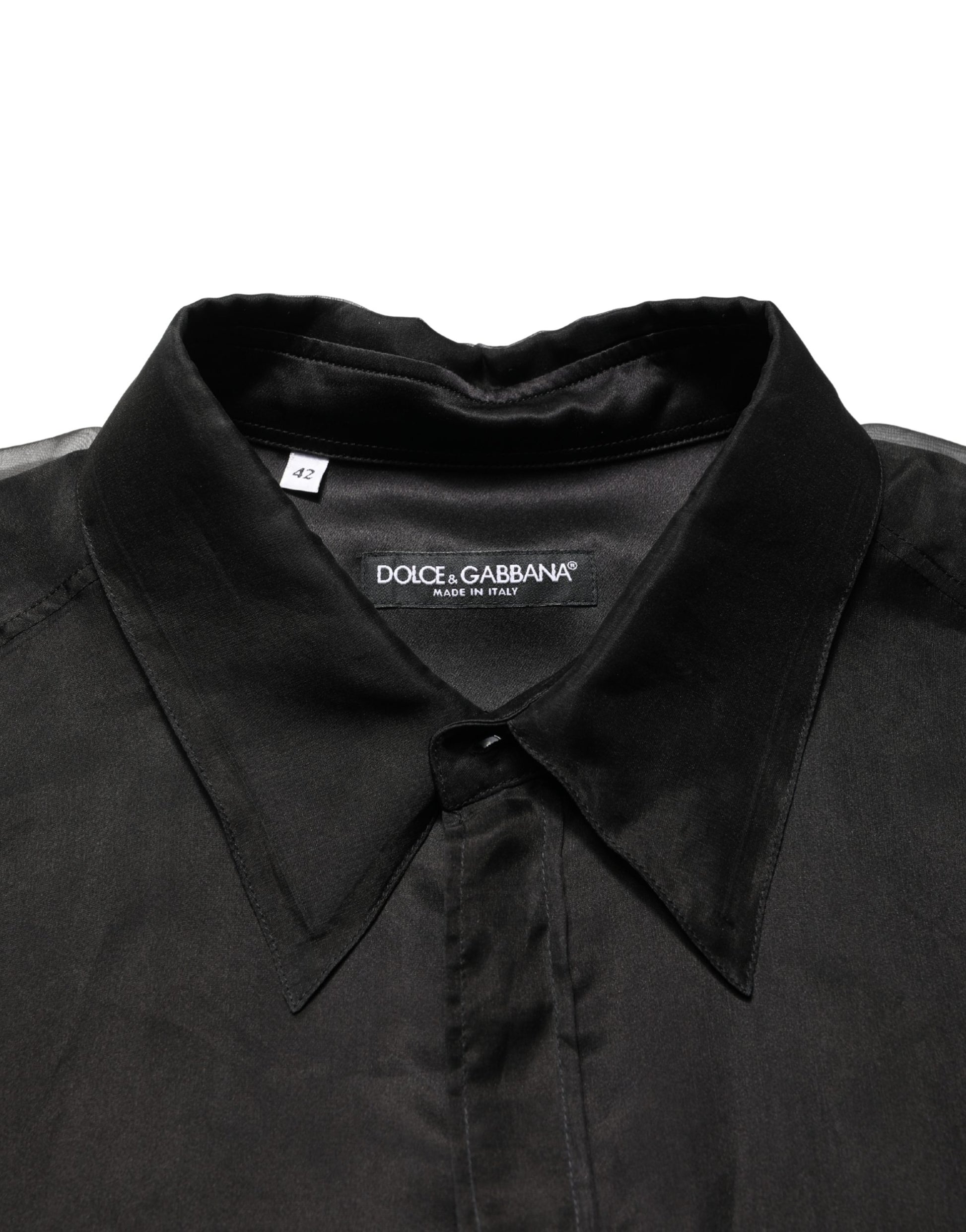 Veste chemise semi-transparente noire à volants Dolce & Gabbana