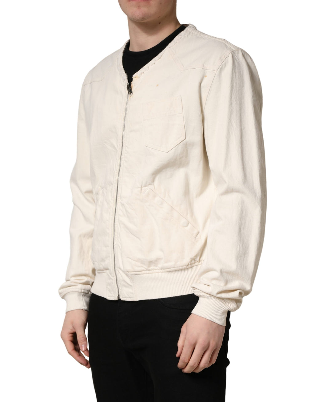Dolce & Gabbana White Denim Jackets for Men detail view