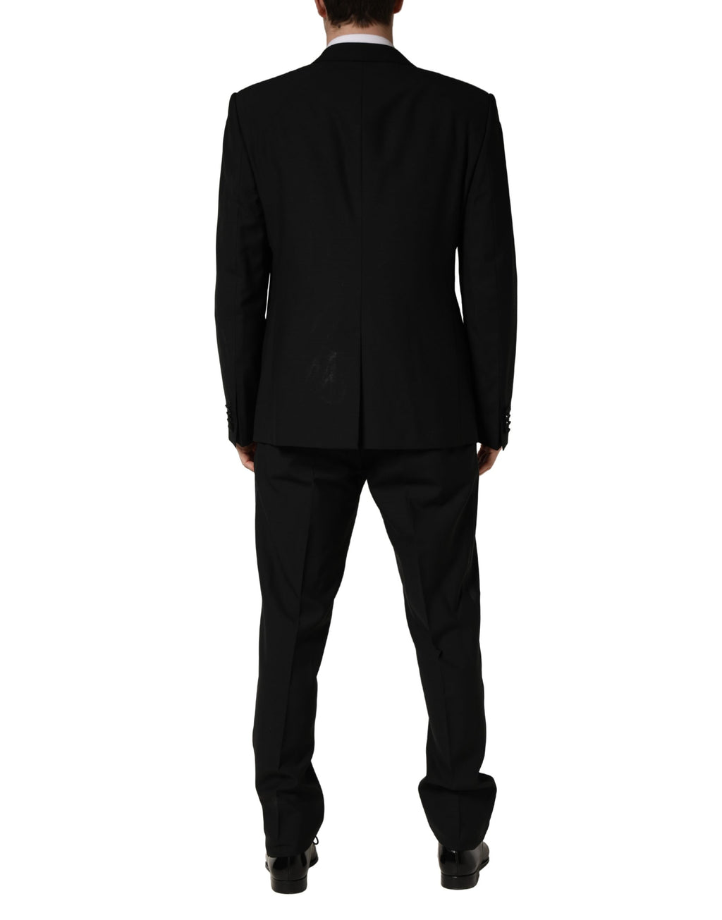 Costume Dolce & Gabbana en Laine et Soie Noire, Coupe Slim, 3 Pièces avec Saxophone
