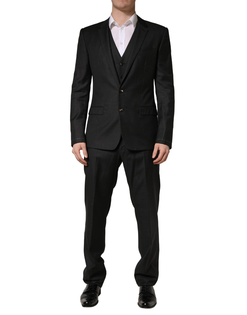 Costume homme Dolce & Gabbana noir en laine coupe slim 3 pièces de cérémonie