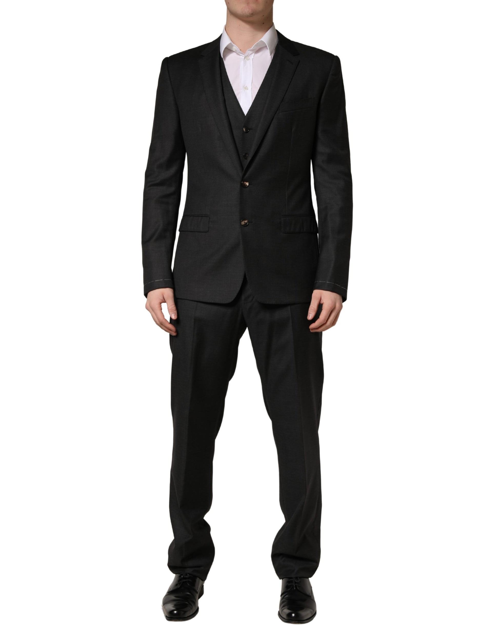 Costume homme Dolce & Gabbana noir en laine coupe slim 3 pièces de cérémonie