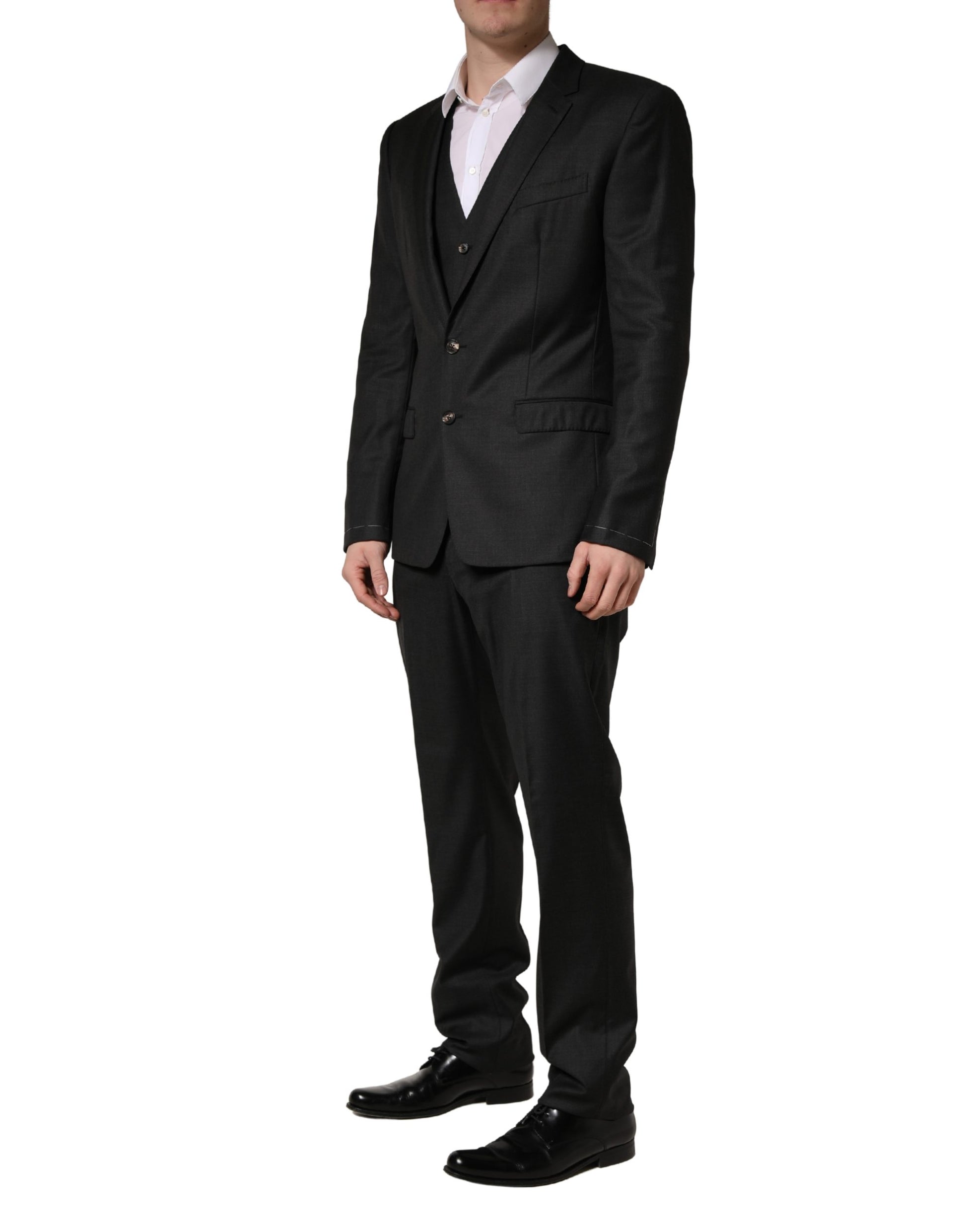 Costume homme Dolce & Gabbana noir en laine coupe slim 3 pièces de cérémonie
