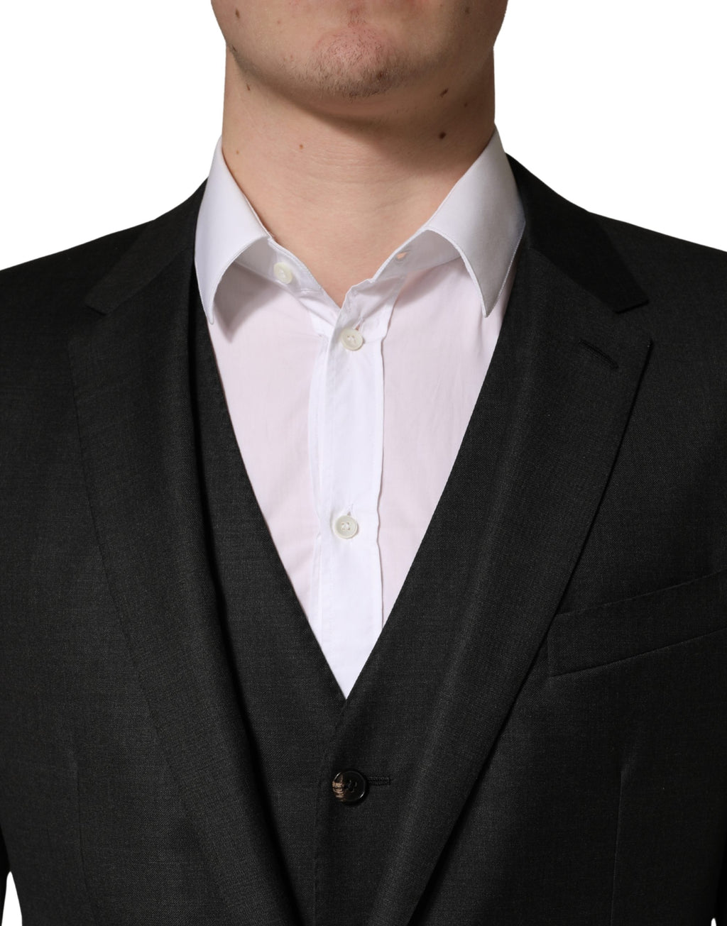 Costume homme Dolce & Gabbana noir en laine coupe slim 3 pièces de cérémonie