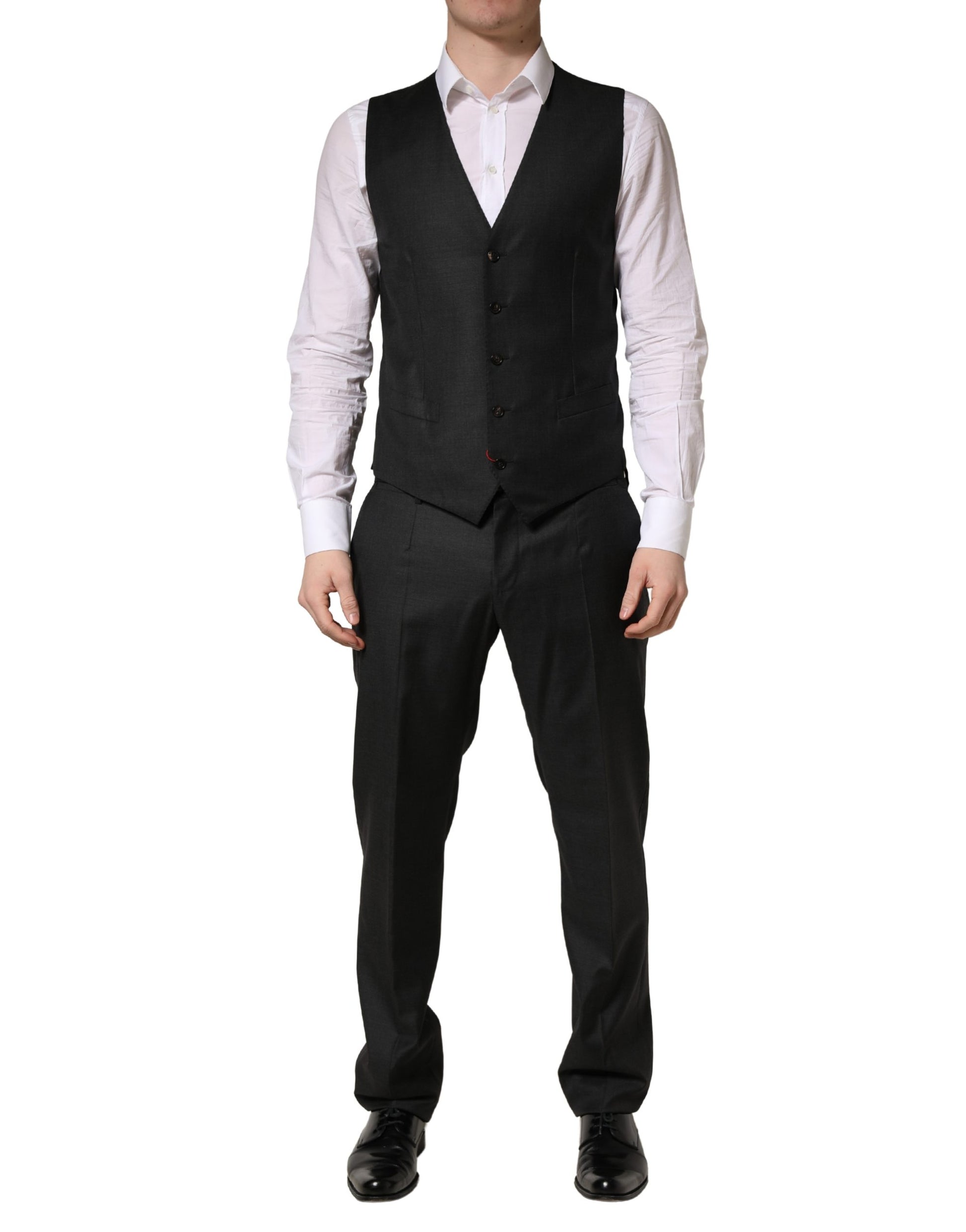 Costume homme Dolce & Gabbana noir en laine coupe slim 3 pièces de cérémonie
