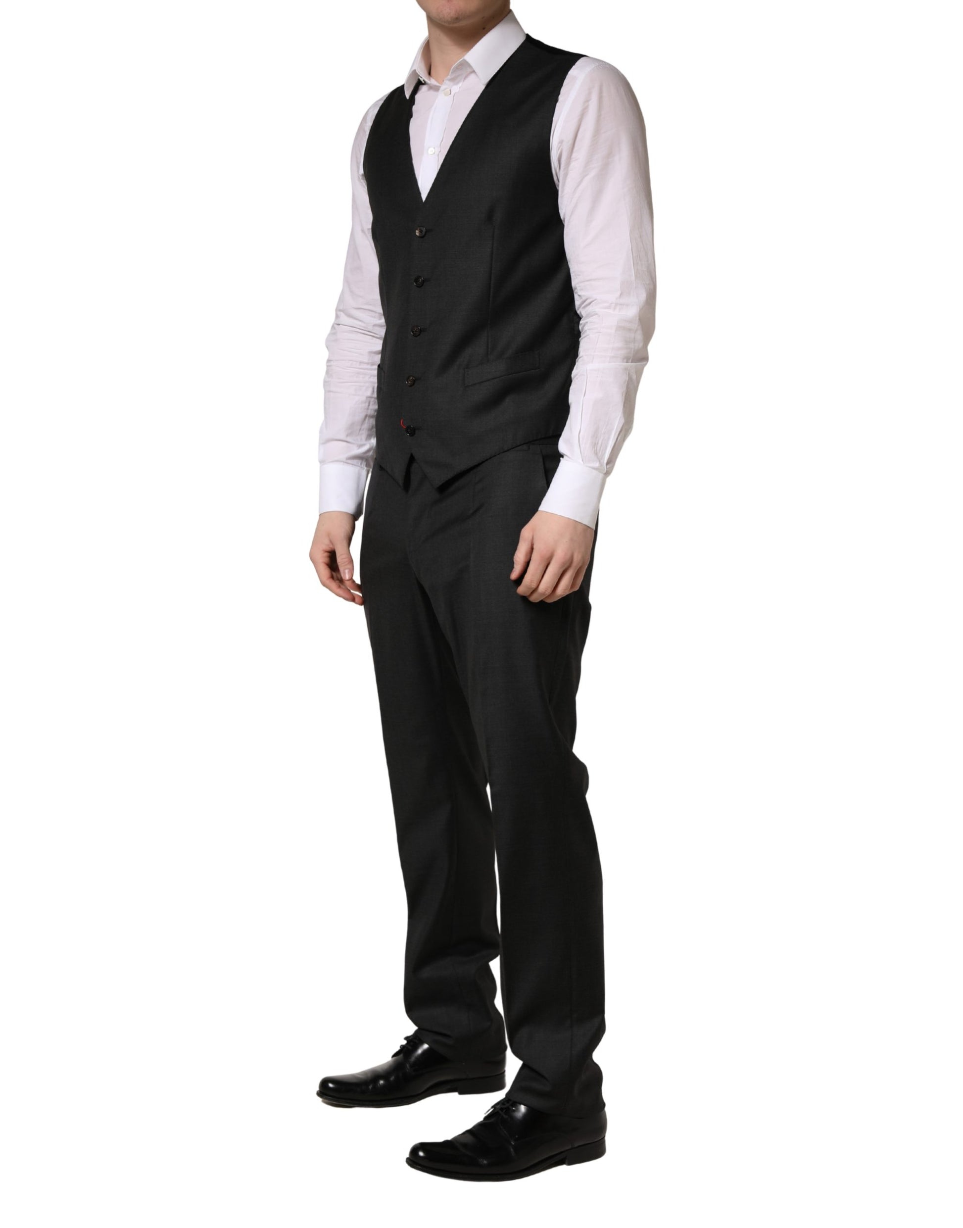 Costume homme Dolce & Gabbana noir en laine coupe slim 3 pièces de cérémonie