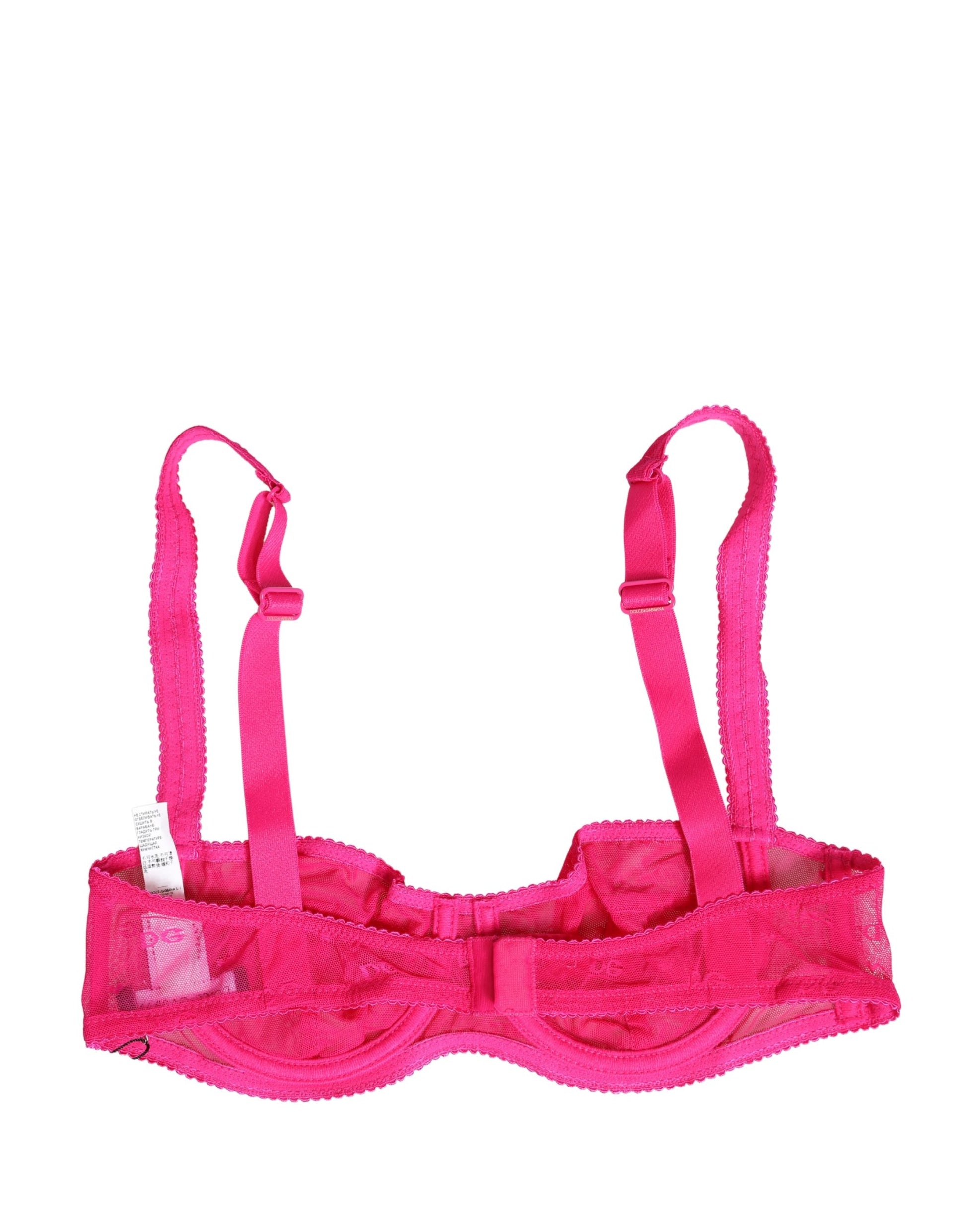 Soutien-gorge balconnet Dolce & Gabbana rose en dentelle et résille à armatures