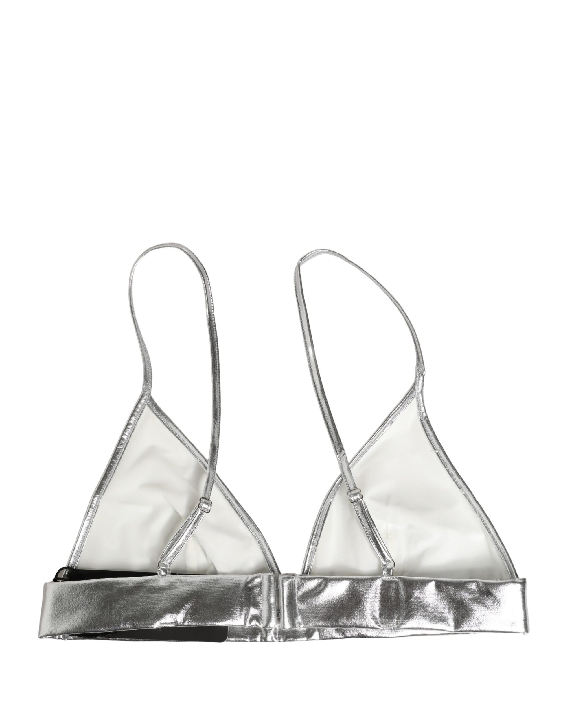 Top bustier court Dolce & Gabbana sans manches, argent métallisé
