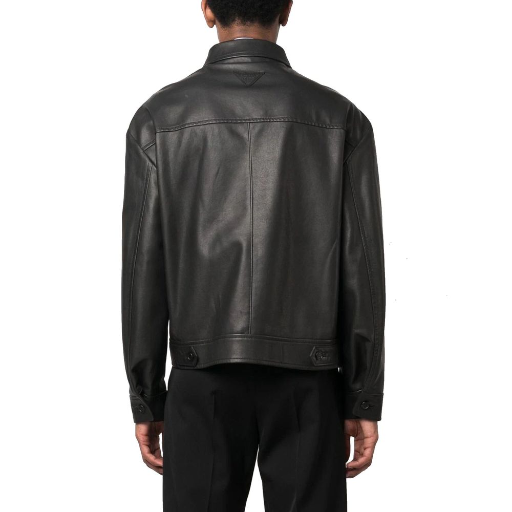 Prada Black Leather Jackets for Men detail view