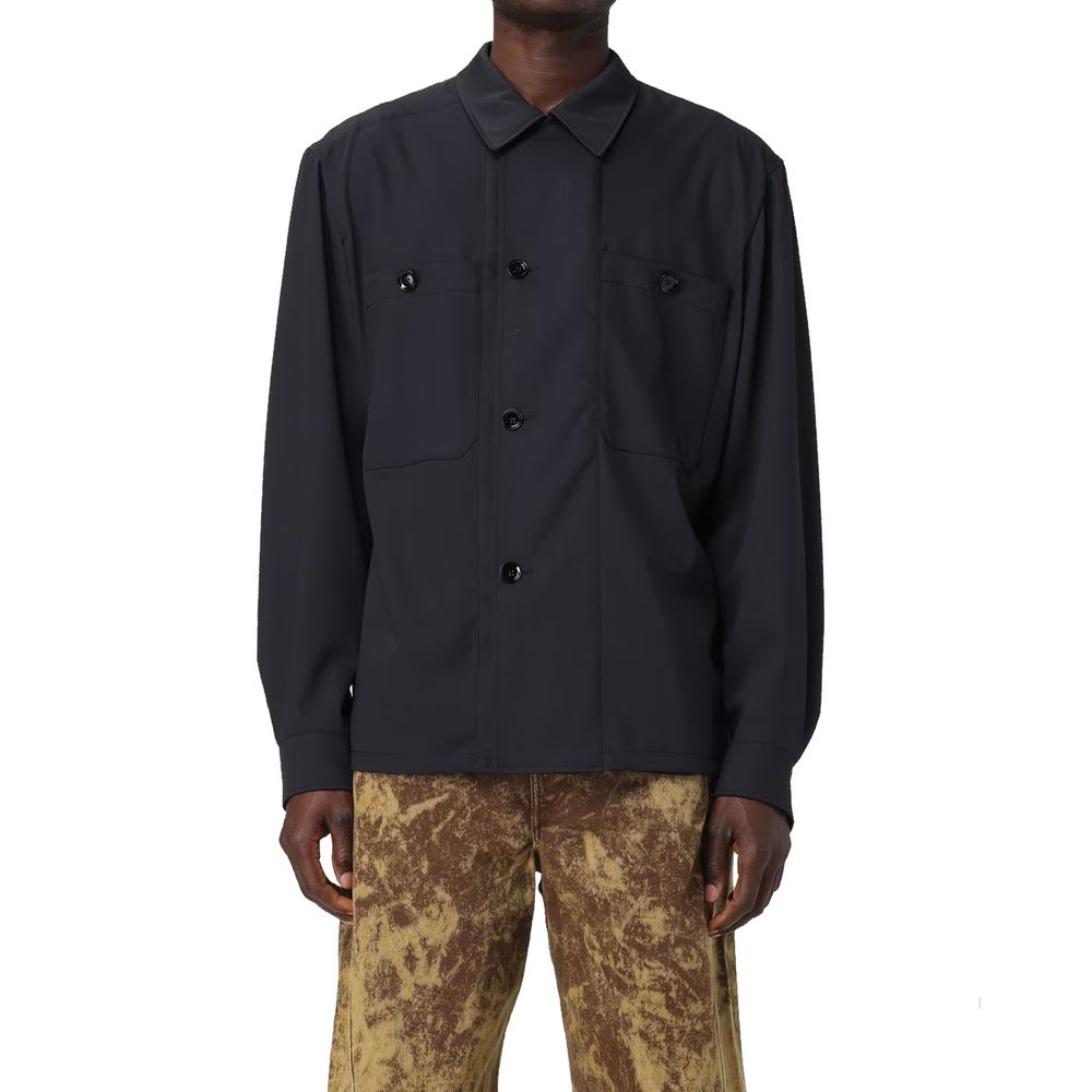 Manteau noir en laine vierge Lemaire