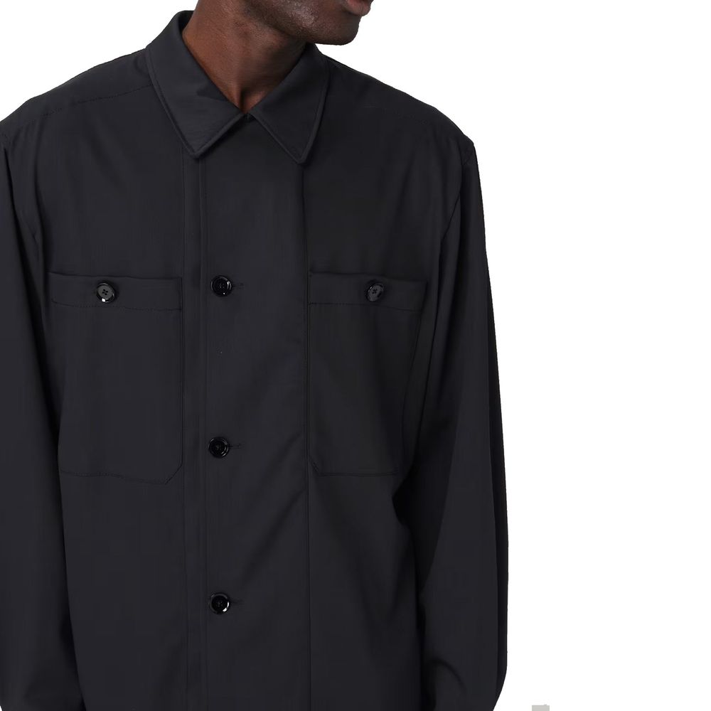 Manteau noir en laine vierge Lemaire