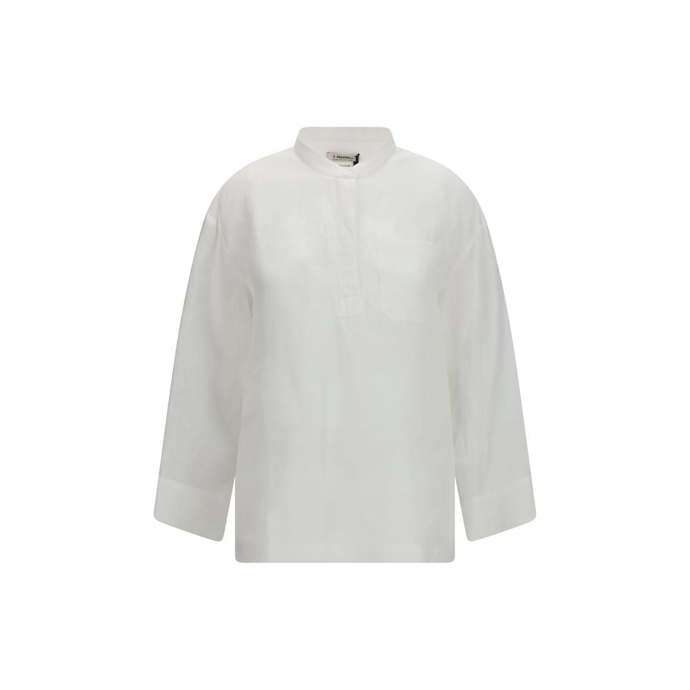 'S Max Mara White Linen Dress Shirt