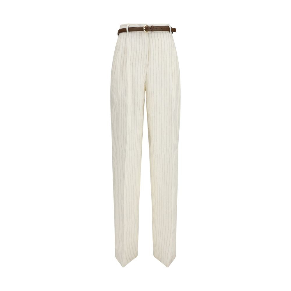 Pantalon décontracté en lin beige Max Mara