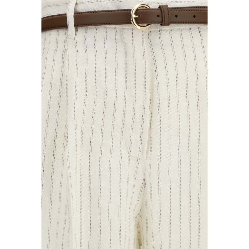 Pantalon décontracté en lin beige Max Mara
