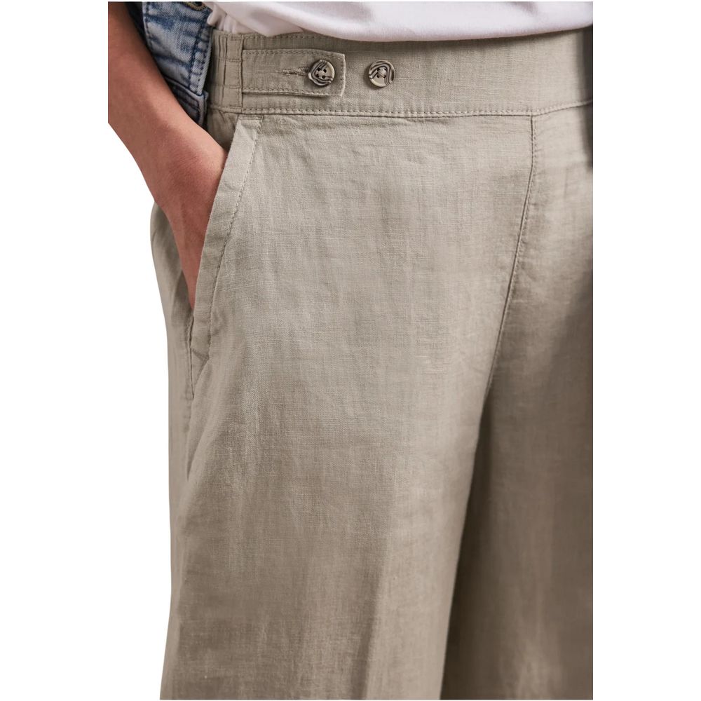 Street One Pantalon Décontracté en Lin Beige
