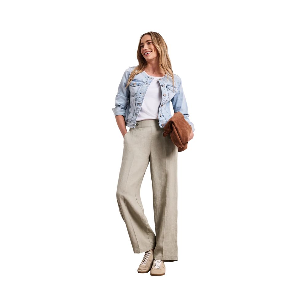 Street One Pantalon Décontracté en Lin Beige