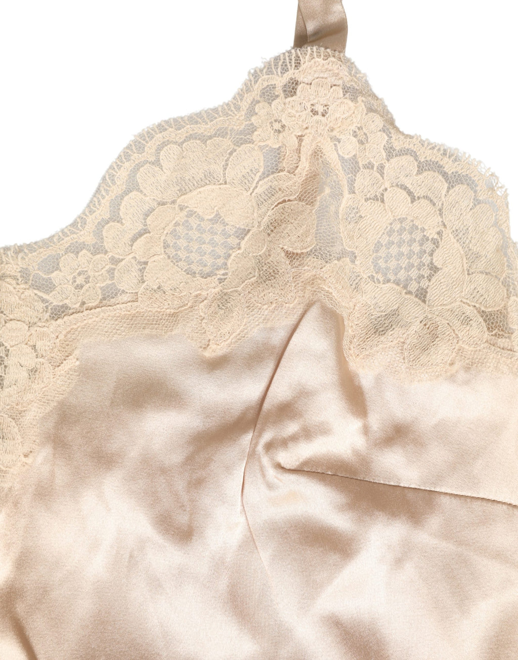 Caraco en satin de soie et dentelle beige Dolce & Gabbana, lingerie et vêtement de nuit