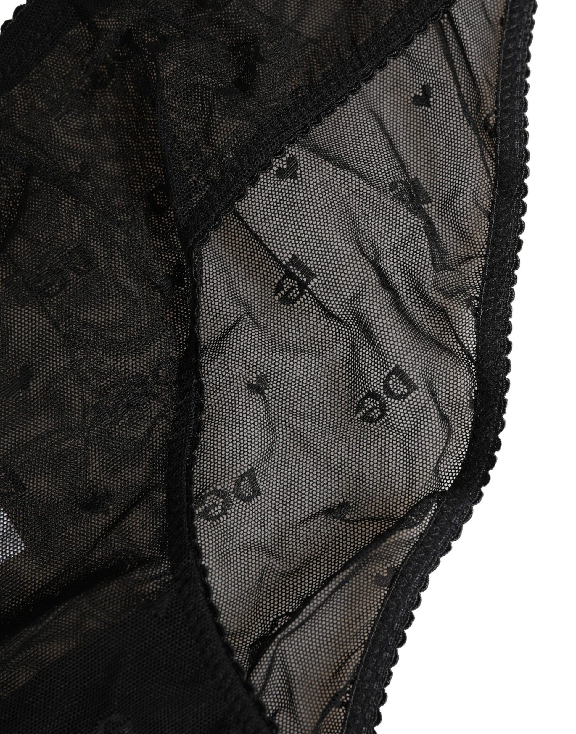 Dolce & Gabbana Black Sheer Mesh Lace Logo Brief Panty Underwear