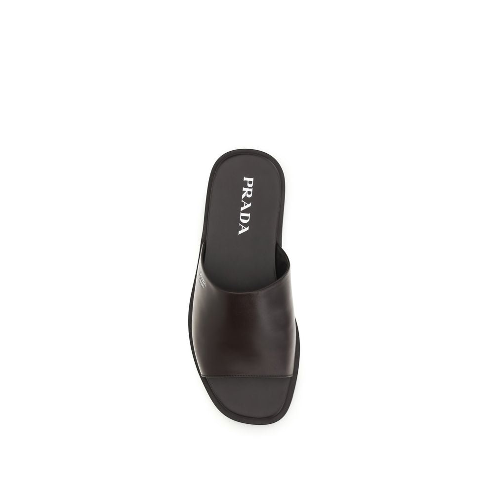 Prada Brown Calf Leather Bos Taurus Sandals