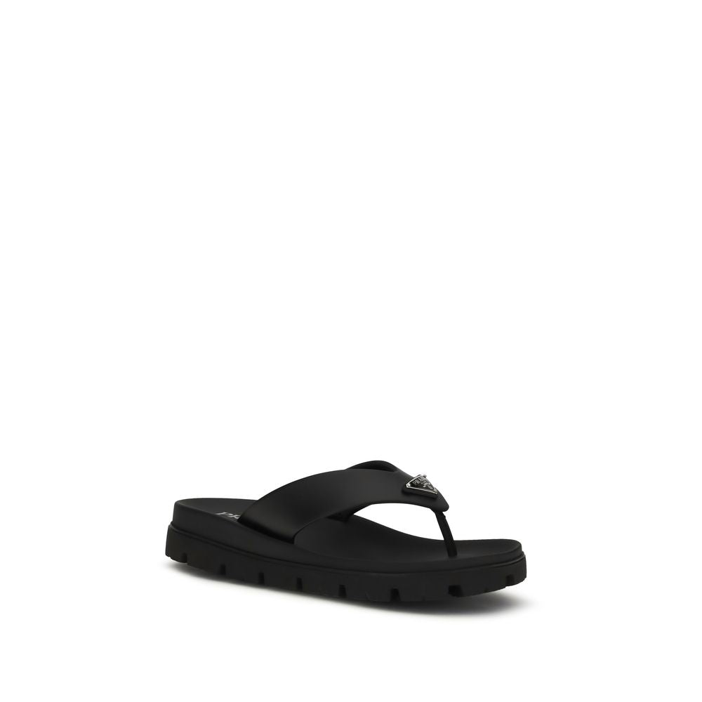 Sandales Prada en cuir de veau noir Bos Taurus