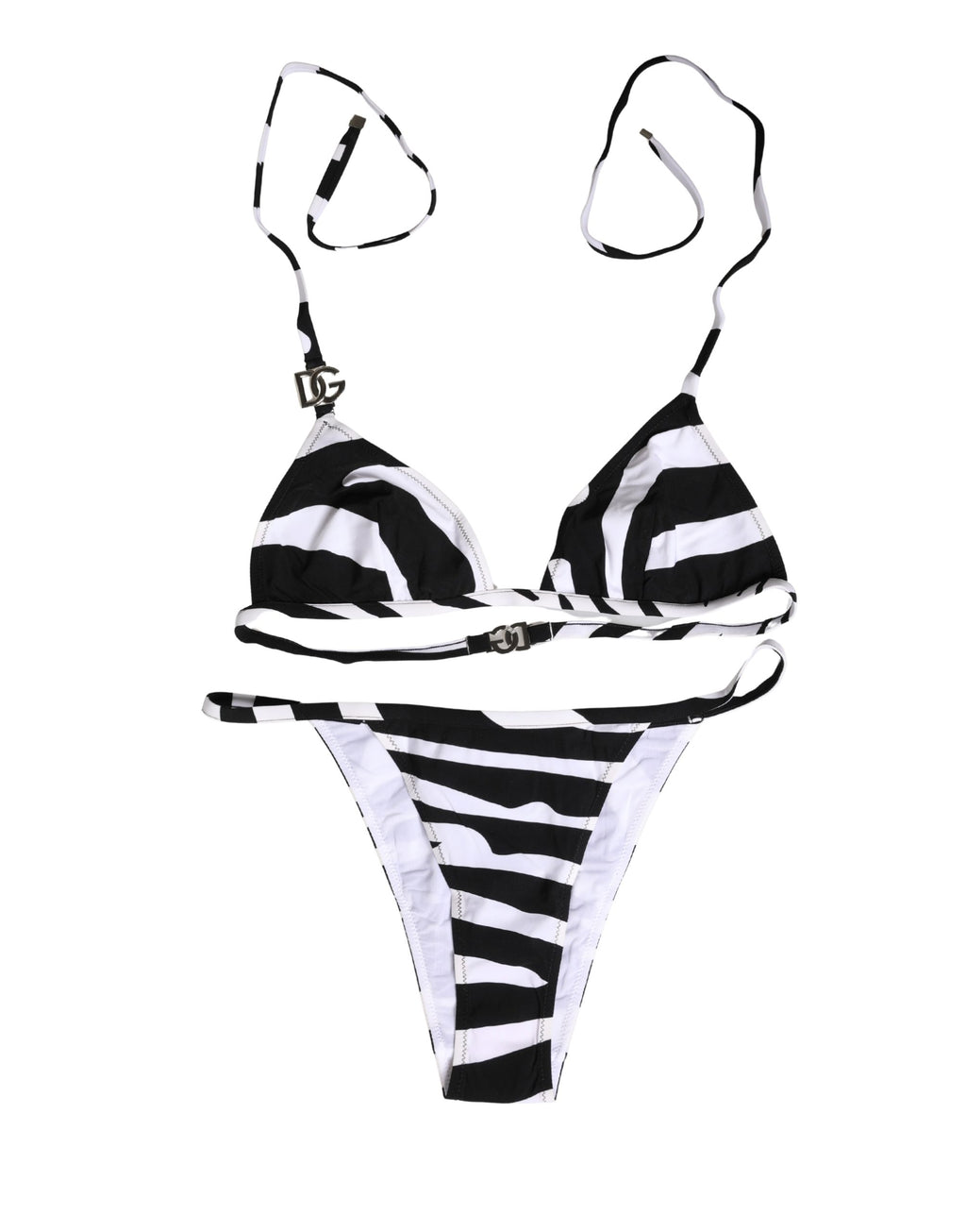 Haut et bas de maillot de bain Dolce & Gabbana motif zèbre noir et blanc