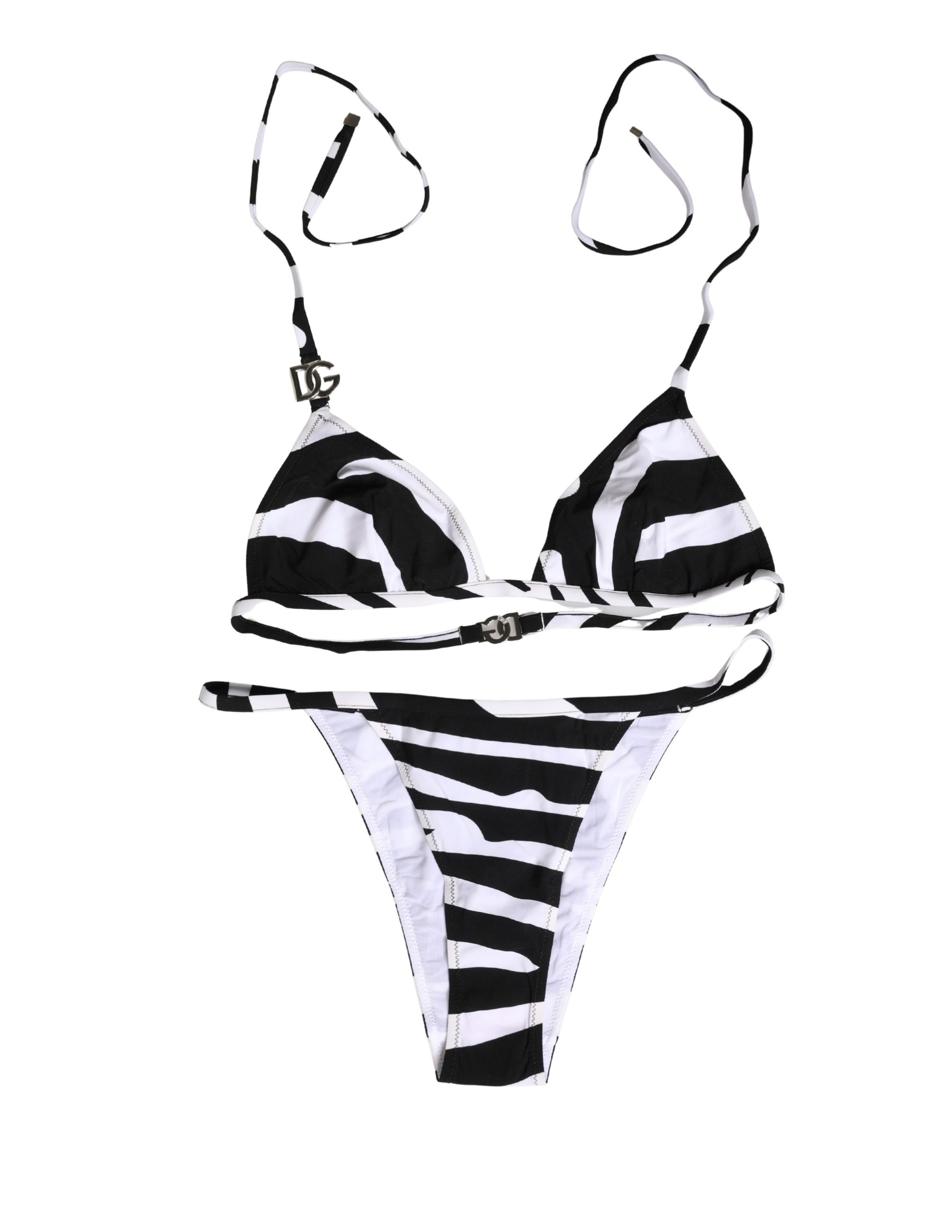 Haut et bas de maillot de bain Dolce & Gabbana motif zèbre noir et blanc