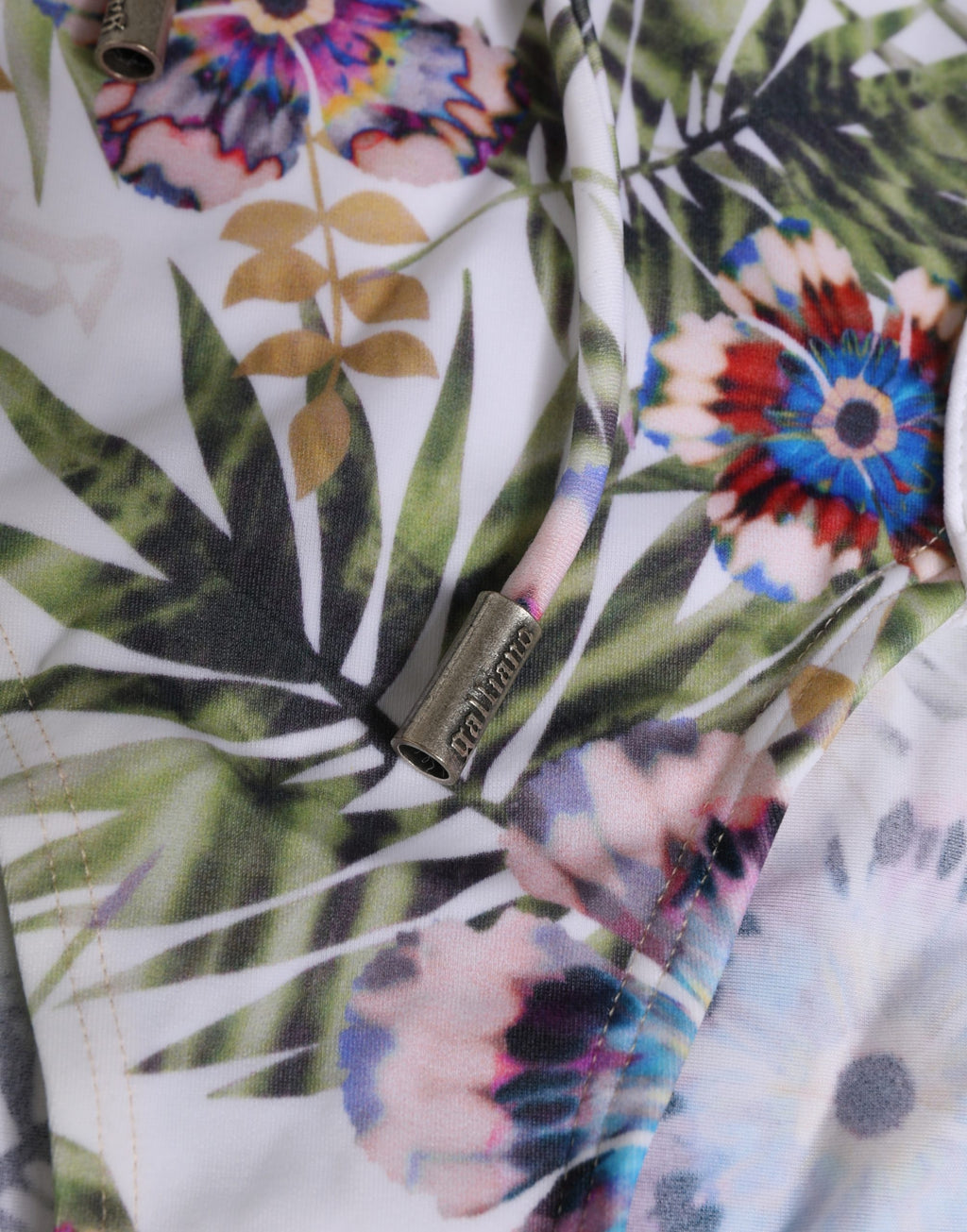 Maillot de bain une pièce bustier imprimé floral blanc John Galliano