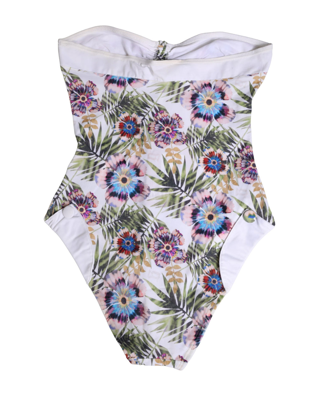 Maillot de bain une pièce bustier imprimé floral blanc John Galliano