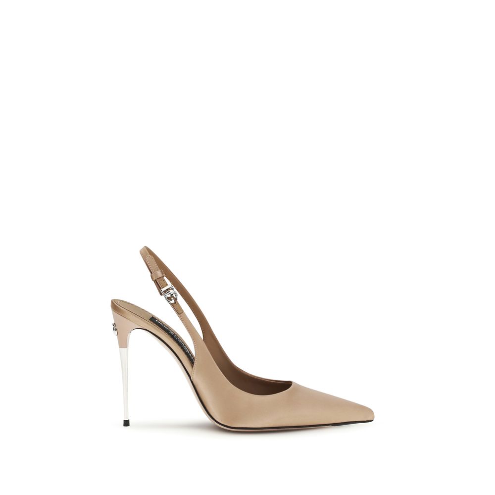 Escarpins Dolce & Gabbana en Soie Beige à Talons Hauts