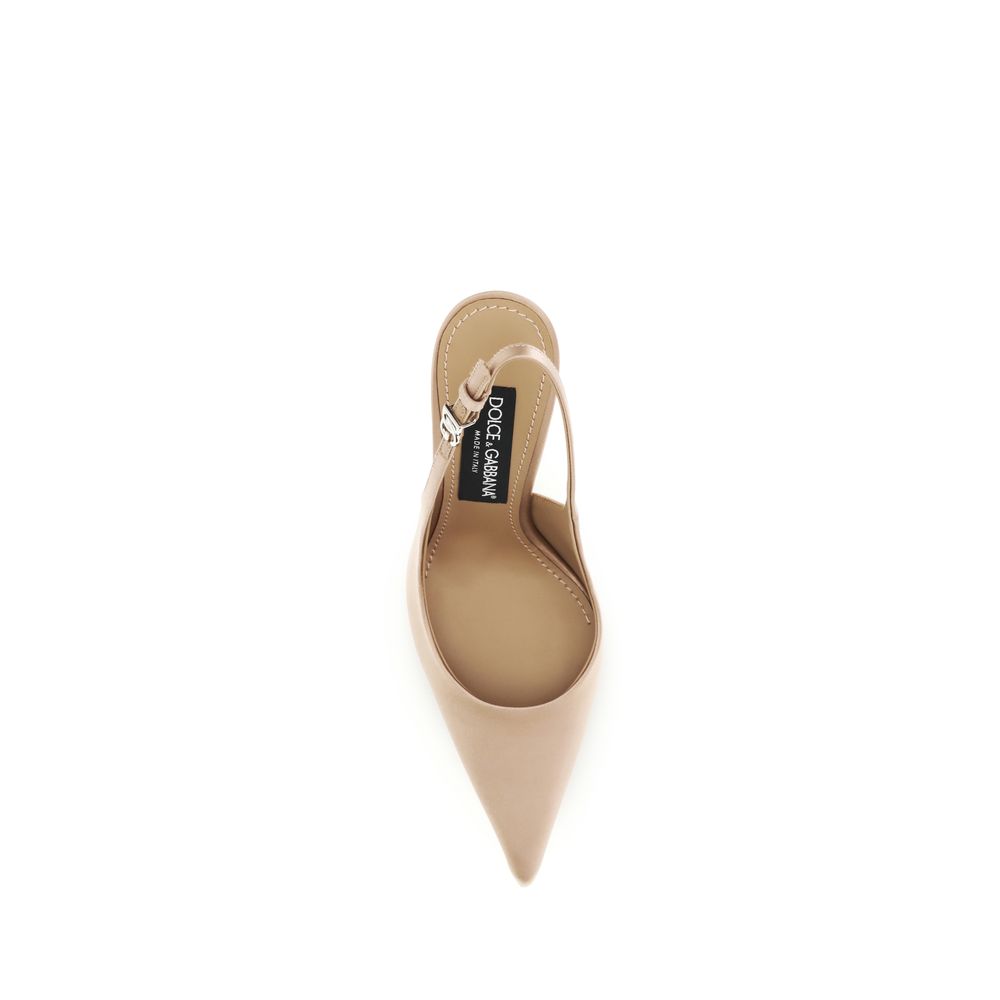 Escarpins Dolce & Gabbana en Soie Beige à Talons Hauts