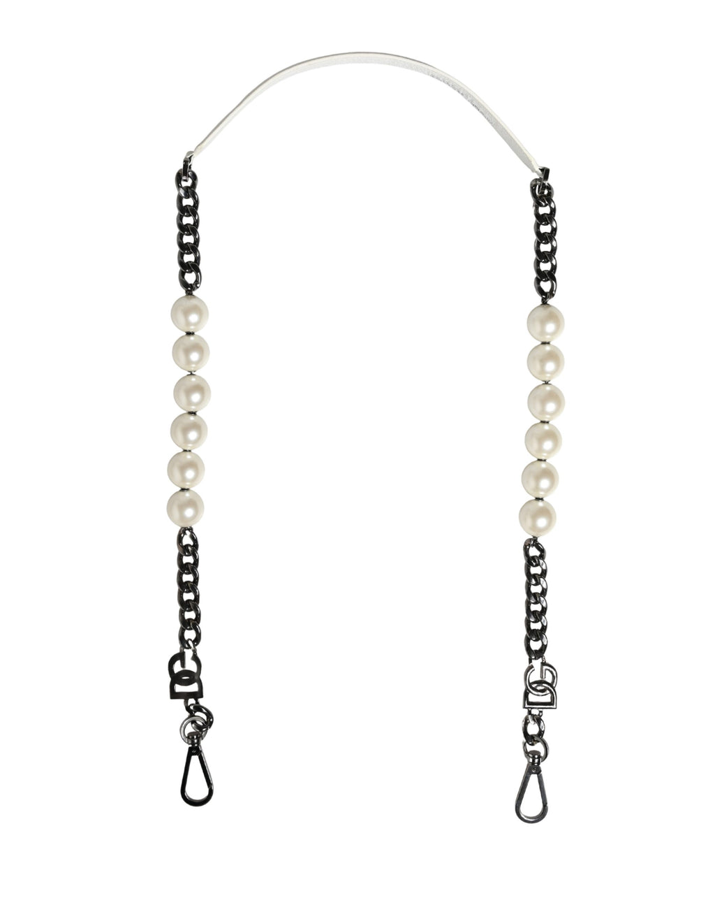 Bandoulière Dolce & Gabbana en Cuir Blanc avec Chaîne Argentée