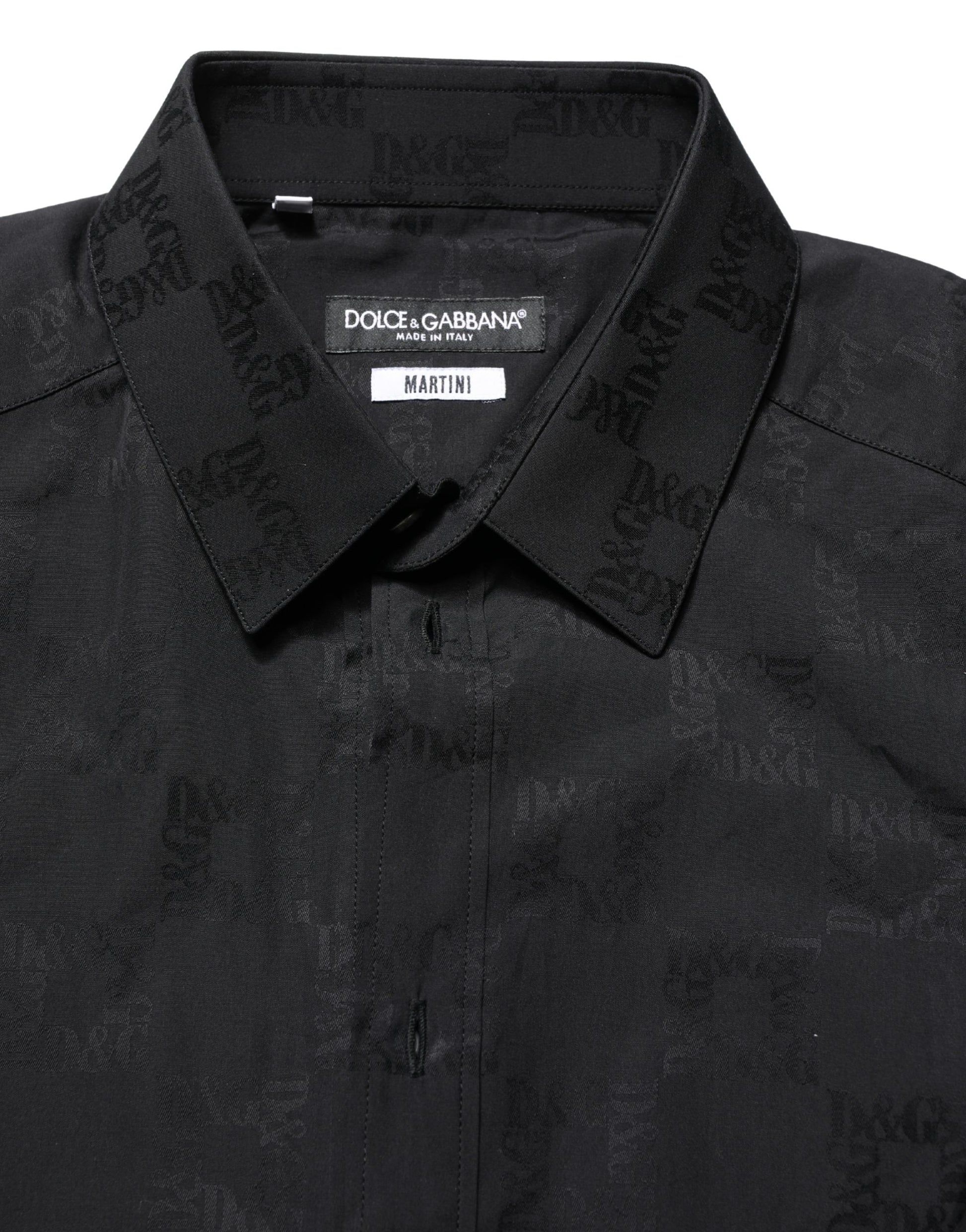 Dolce & Gabbana Black MARTINI Cotton Slim Dress Formal Shirt