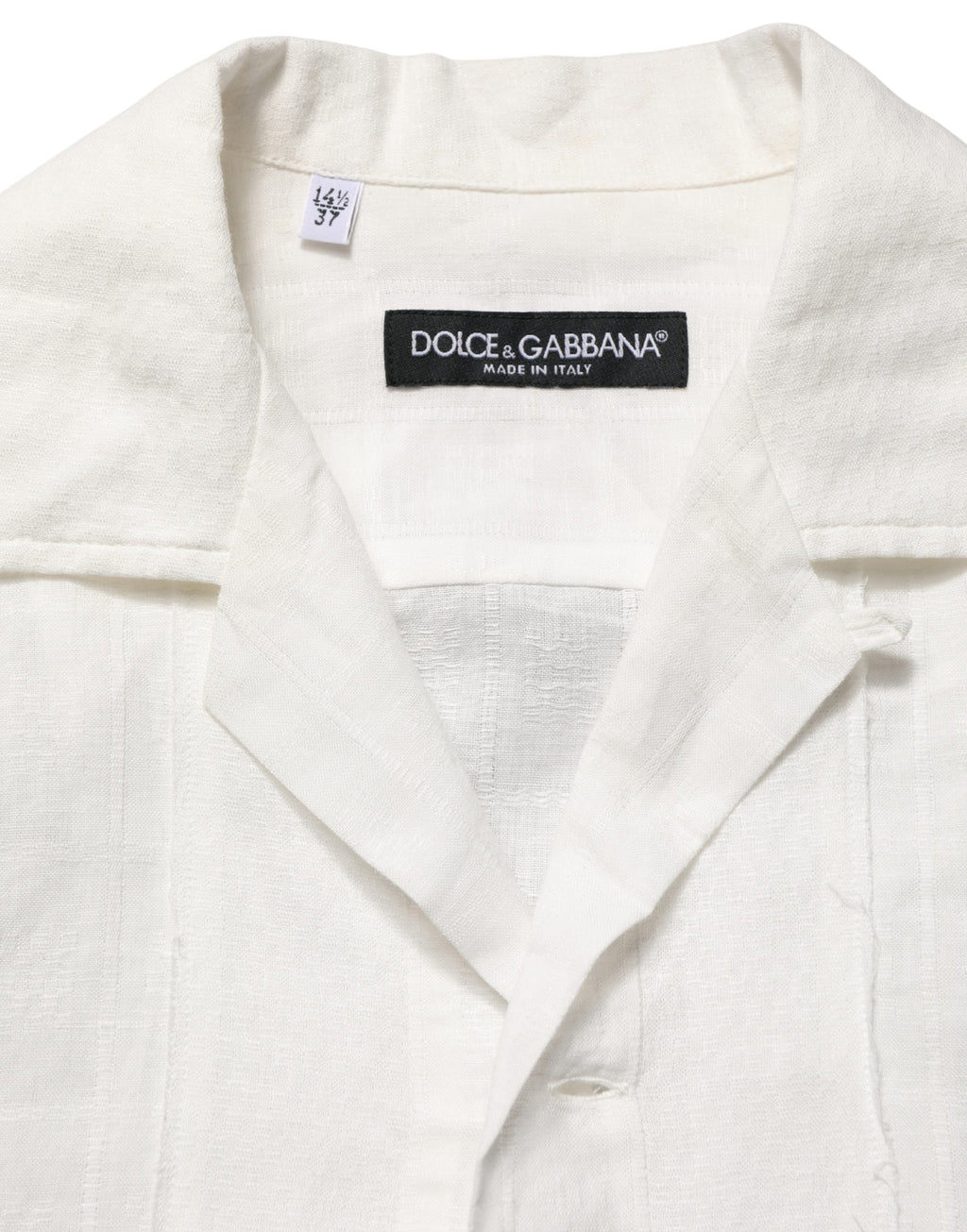 Chemise boutonnée Dolce & Gabbana en lin blanc à manches courtes