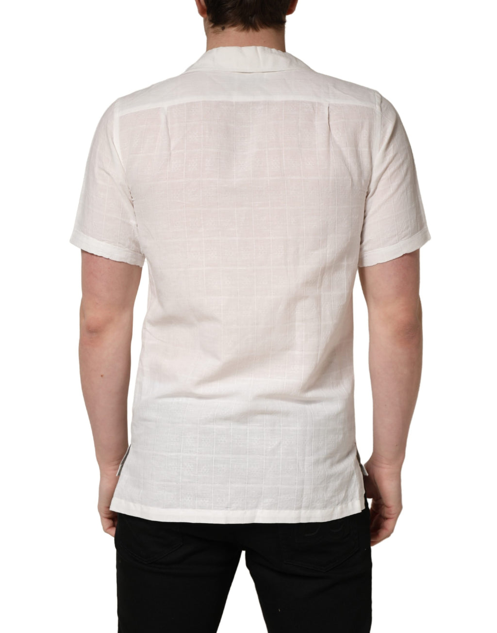 Chemise boutonnée Dolce & Gabbana en lin blanc à manches courtes