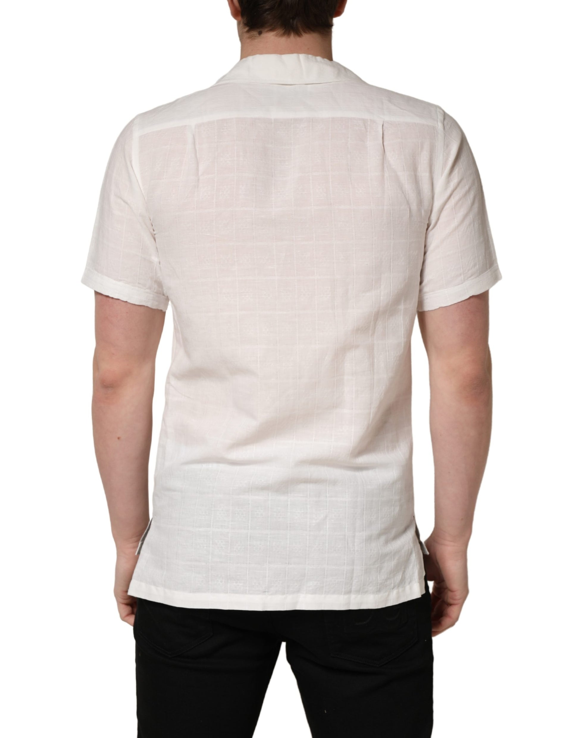 Chemise boutonnée Dolce & Gabbana en lin blanc à manches courtes