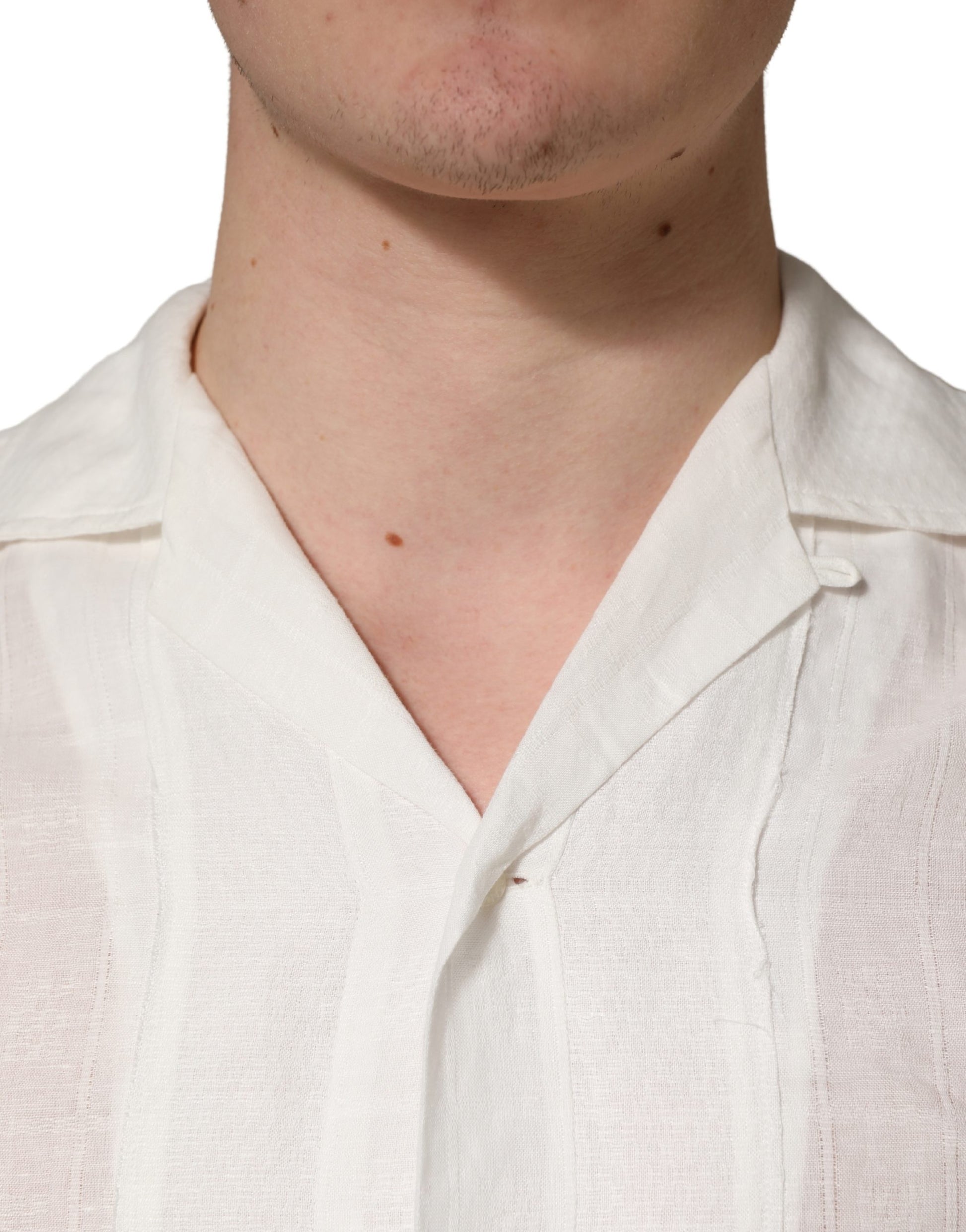 Chemise boutonnée Dolce & Gabbana en lin blanc à manches courtes