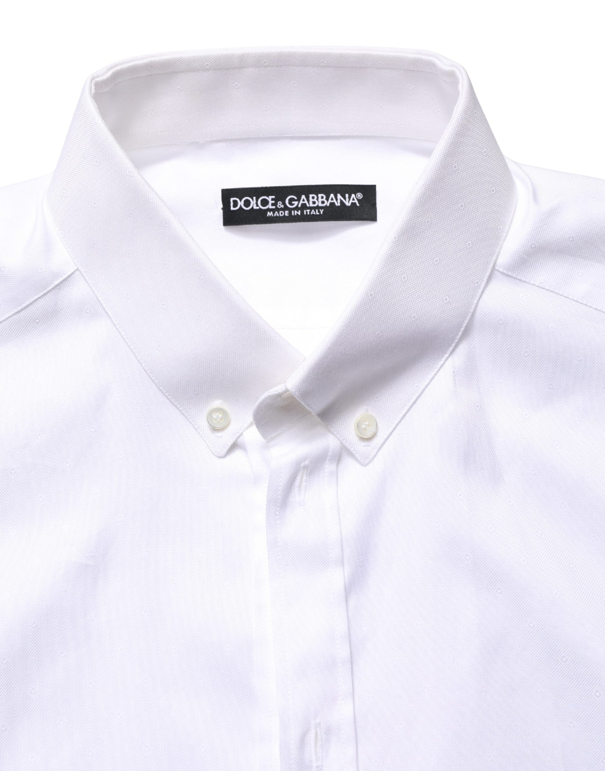 Dolce & Gabbana White Cotton Short Sleeves Button Down Shirt