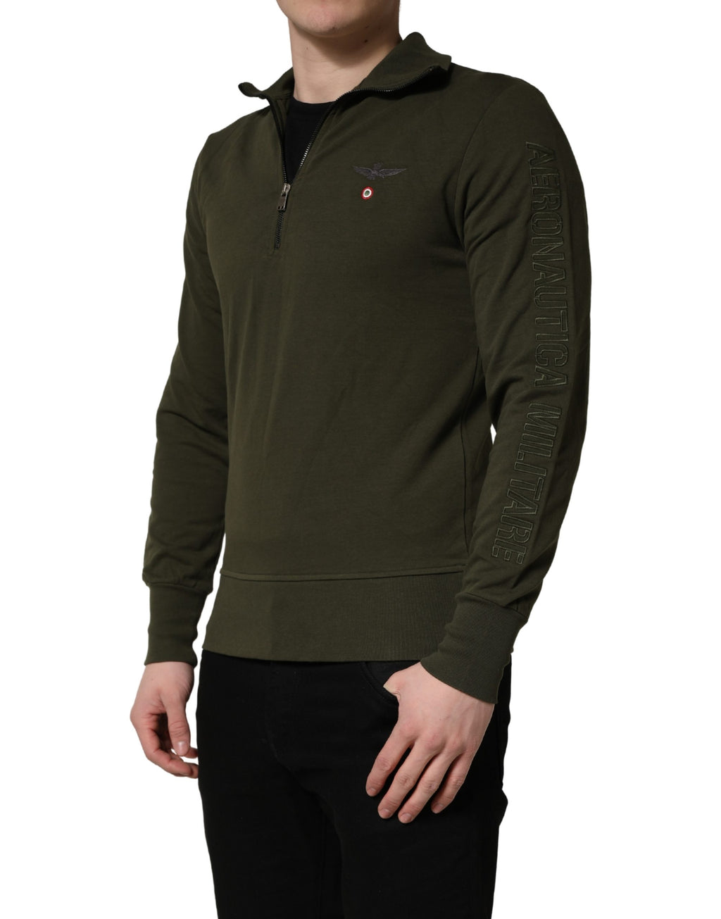 Aeronautica Militare Green Sweatshirt for Men side view