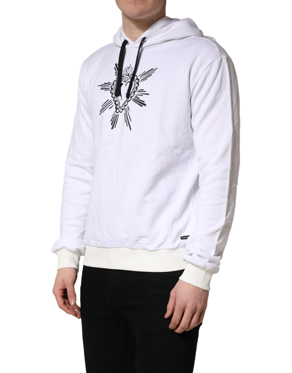 Sweat-shirt à capuche Dolce & Gabbana blanc imprimé Cœur Sacré