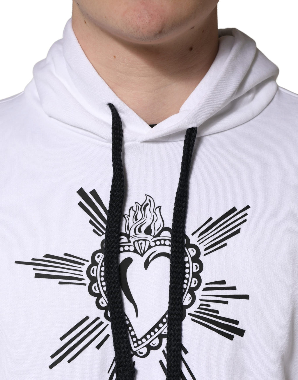 Sweat-shirt à capuche Dolce & Gabbana blanc imprimé Cœur Sacré