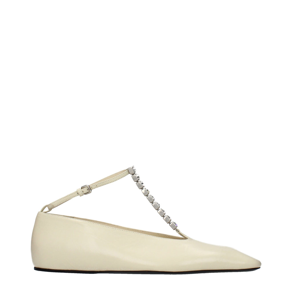 Jil Sander Beige Leather Ballet Flats