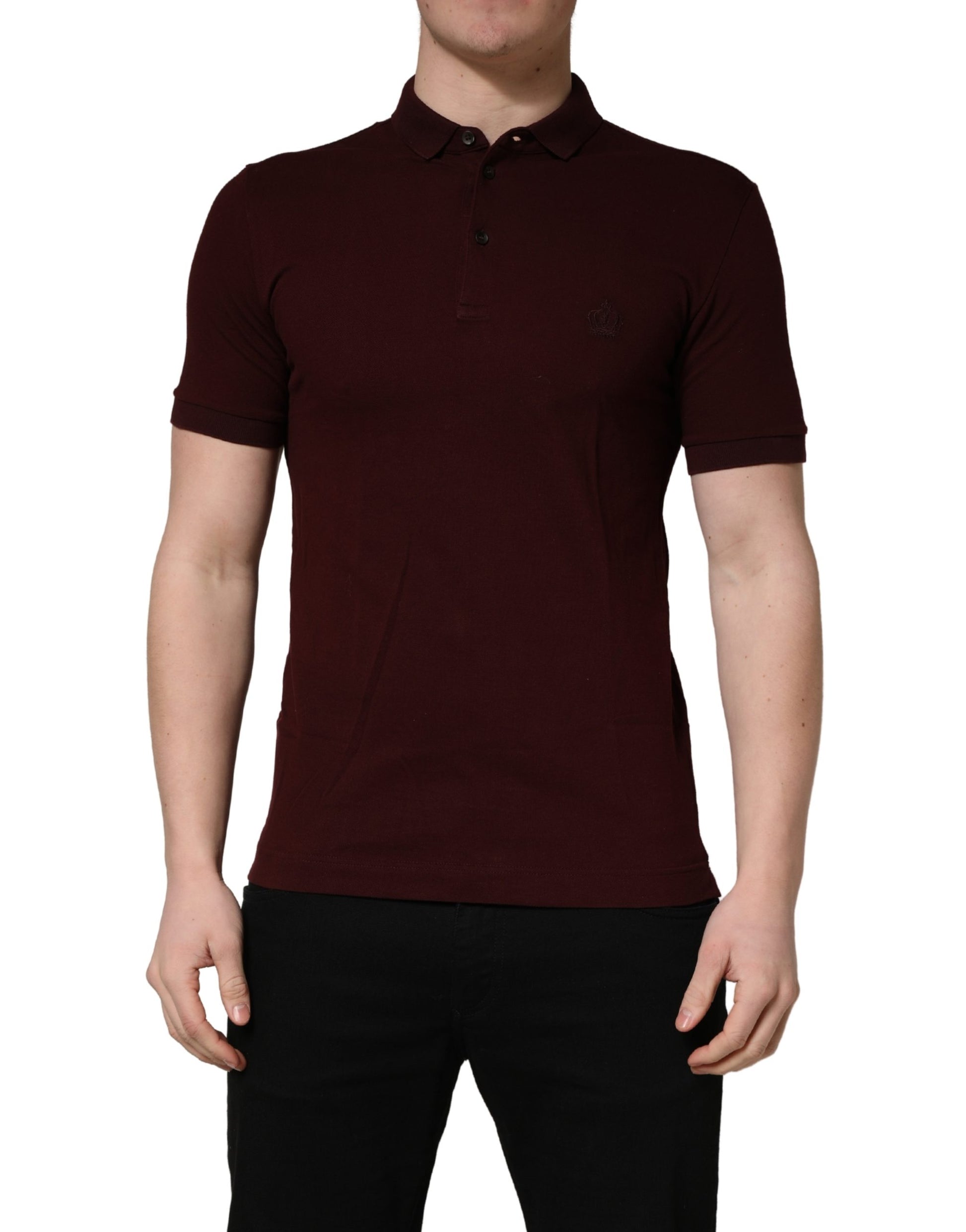 Polo Dolce & Gabbana col chemise manches courtes marron