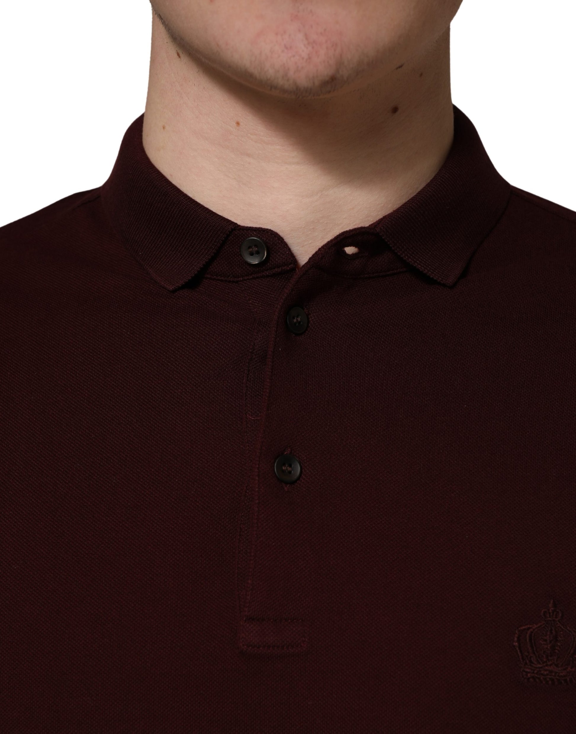 Polo Dolce & Gabbana col chemise manches courtes marron